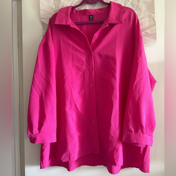 Shein Curve Oversized textured long sleeve button down blouse Sz 3x - Picture 5 of 7